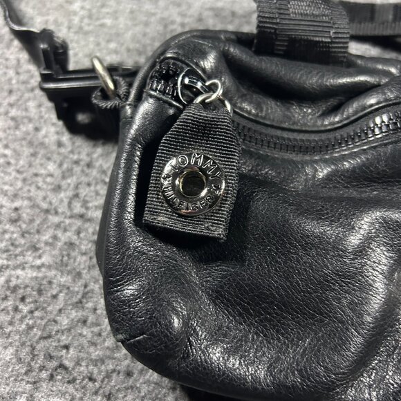 Vintage 90s Y2K TOMMY HILFIGER Leather Satchel Handbag Shoulder Bag BLACK - Picture 3 of 11